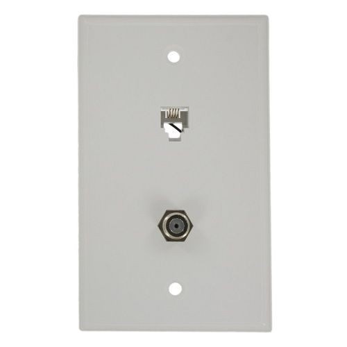 Leviton® 40259-W Modular Screw Terminal Standard Telephone Wall Jack, 1 Gang, 2-3/4 in W, Plastic, Flush Mount