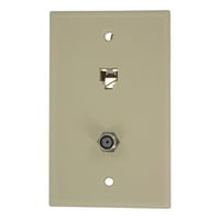 Leviton® 40259-I Modular Screw Terminal Standard Telephone Wall Jack, 1 Gang, 2-3/4 in W, Plastic, Flush Mount