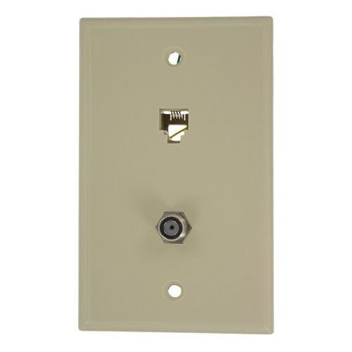 Leviton® 40259-I Modular Screw Terminal Standard Telephone Wall Jack, 1 Gang, 2-3/4 in W, Plastic, Flush Mount