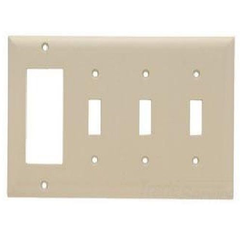 Pass & Seymour® Sierraplex® SP326-I Standard Combination Wallplate, 3 Gangs, Ivory, 5 in, Thermoplastic