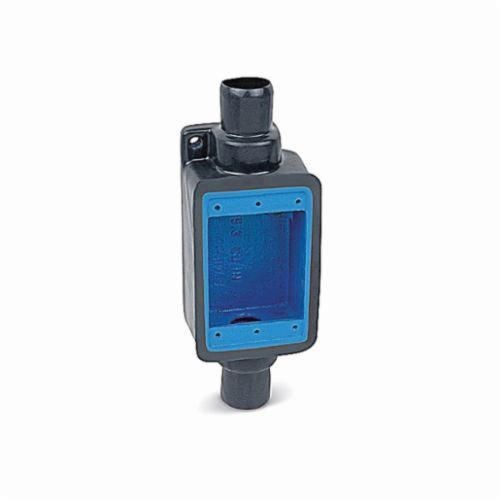 FSC1-GOcal® FSC1-G Type FS/FD Feed-Through Shallow Style Device Box, Iron Alloy, 1 Gang, 2 Outlets, 2 Knockouts