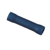 IDEAL® 84-9291 Insulated Vinyl Butt Splice, 16 to 14 AWG Conductor, 0.986 in L, Shouldered Barrel, Brass, Blue