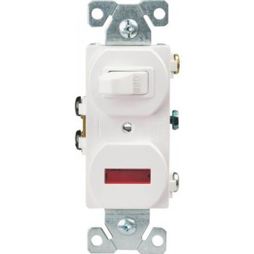 EATON Arrow Hart™ 277W-SP-L Duplex Toggle Combination Switch, 15 A at 120 VAC, 1 Poles