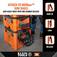 54816MBKlein® 54816MB Multi-Hook Rail Attachment, For Use With MODbox™ Rail System Components, Hard Plastic, Dark Gray