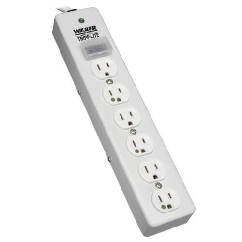 Tripp Lite Protect It!® SPS-615-HG Surge Protector, 120 VAC, 15 A, 6 Outlets, 15 ft L Cord, Keyhole Mount