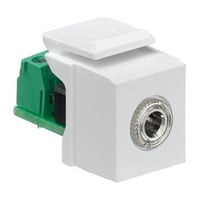 40839-SWSLeviton® QuickPort® 40839-SWS Fire Retardant Stereo Connector With 3.5 mm Stereo Jack, Snap-In/Female to Screw Connector