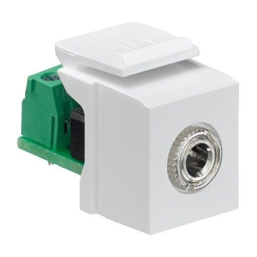 40839-SWSLeviton® QuickPort® 40839-SWS Fire Retardant Stereo Connector With 3.5 mm Stereo Jack, Snap-In/Female to Screw Connector