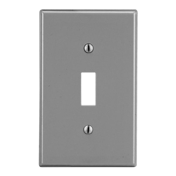 PJ1GYPREMISE WIRING Wiring Device-Kellems P1GY Non-Metallic Standard Wallplate, 1 Gang, 4.63 in L x 2.88 in W, Polycarbonate Thermoplastic, Gray