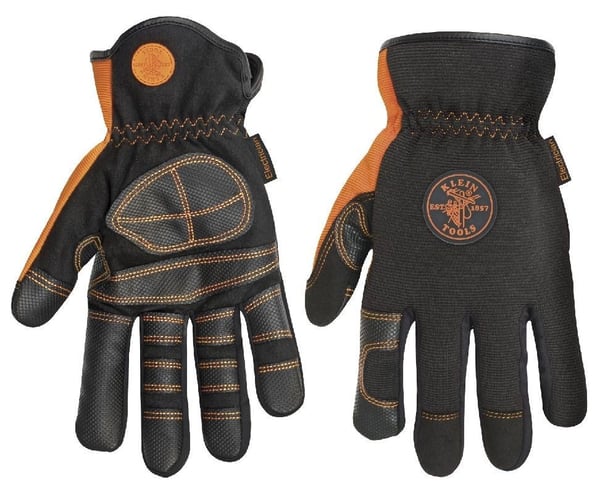 Klein® 40074 Electrical Gloves, Size XL, Spandex®, Black/Gray