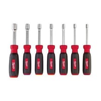 Milwaukee® HollowCore™ 48-22-2517 Magnetic Nut Driver Set, 5 to 13 mm, 7 Pieces, 7-1/4 in OAL, Cushion Grip Handle, Steel, Polished Chrome