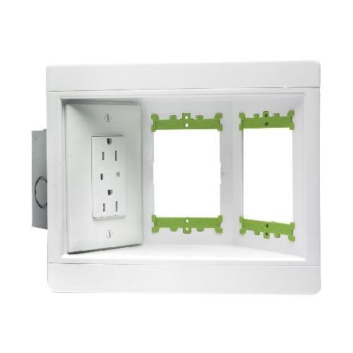 Pass & Seymour® TV3WMTVSSW Old Work Recessed TV Box, Metal/Polycarbonate, 18 cu-in Capacity, 3 Gangs, 8 in L x 5 in W x 3-1/2 in H