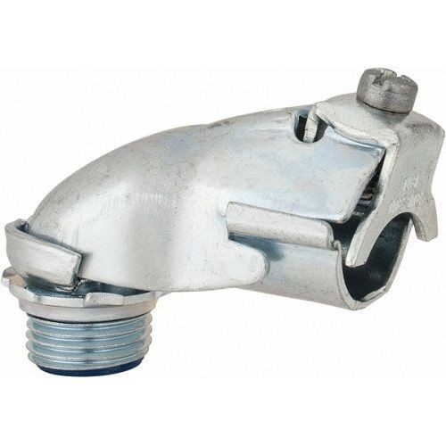 T&B® Tite-Bite® 3132 Cable Angle Connector With Insulated Throat, 1/2 in Trade, 1/2 in Knockout, 0.67 to 0.92 in Cable Openings, Steel, Electro-Zinc Plated