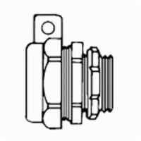 4Q-200LO-Z/Gedney Ground-Tite® 4Q-400LT Concretetight Liquid Tight Oiltight Positive Grounding Raintight Conduit Connector With Lug and Insulated Throat, 4 in Trade, 1 to 4/0 AWG Cable Openings, Straight, Malleable Iron, Zinc Electroplated