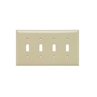 Pass & Seymour® Sierraplex® SPJ4-I Junior Jumbo Wallplate, 4 Gangs, 5 in H x 8.56 in W, Thermoplastic, Ivory