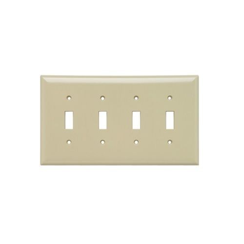 Pass & Seymour® Sierraplex® SPJ4-I Junior Jumbo Wallplate, 4 Gangs, 5 in H x 8.56 in W, Thermoplastic, Ivory