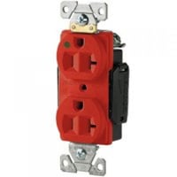 EATON Arrow Hart™ Eaton Wiring Devices AH8300RD AH8300 Duplex Illuminated Premium Straight Blade Receptacle, 125 VAC, 20 A, 2 Poles, 3 Wires, Red
