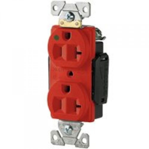 EATON Arrow Hart™ Eaton Wiring Devices AH8300RD AH8300 Duplex Illuminated Premium Straight Blade Receptacle, 125 VAC, 20 A, 2 Poles, 3 Wires, Red