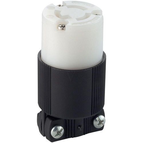EATON Arrow Hart™ Safety Grip™ Eaton Wiring Devices CWL515C Straight Safety Grip Locking Connector, 125 VAC, 15 A, 2 Poles, 3 Wires, Black/White