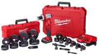2677-23Milwaukee® M18™ FORCE LOGIC™ 2677-23 Knockout Tool Kit, 14 ga THK, 1/2 to 4 in Capacity Mild Steel, 18 VAC, For Use With M18™ Batteries, Mild Steel/Stainless Steel