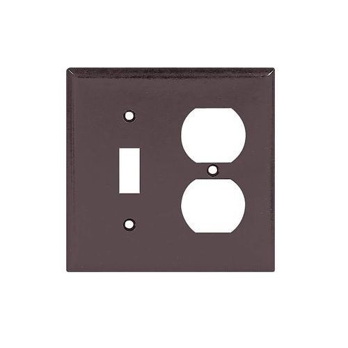 EATON Arrow Hart™ Eaton Wiring Devices 2138B-BOX 2000 Standard Combination Wallplate, 2 Gangs, 4.5 in H x 4.56 in W, Thermoset, Brown