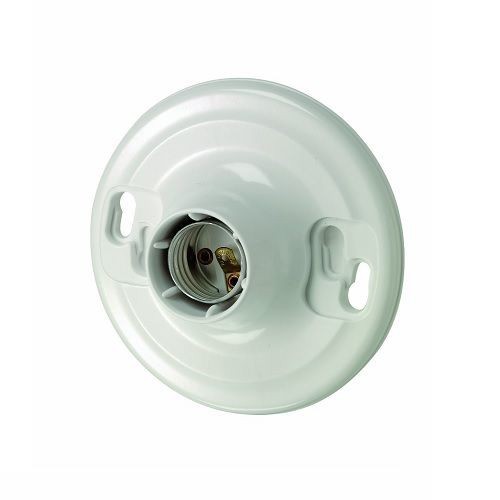 Leviton® 8829-CW4 1-Circuit 1-Piece Keyless Ceiling Receptacle Lampholder, 660 W Lamp, 600 VAC, Medium Incandescent Lamp