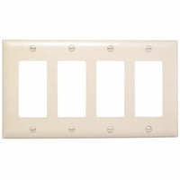 SP264-WPass & Seymour® Sierraplex® SP264-W Standard Wallplate, 4 Gangs, White, 5 in H x 8-1/8 in W, Thermoplastic