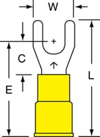 Data-Spec Sheet3M™ Scotchlok™ 051128-58763 Insulated Standard Fork Terminal, 12 to 10 AWG Conductor, 1.03 in L, Brazed Seam Barrel
