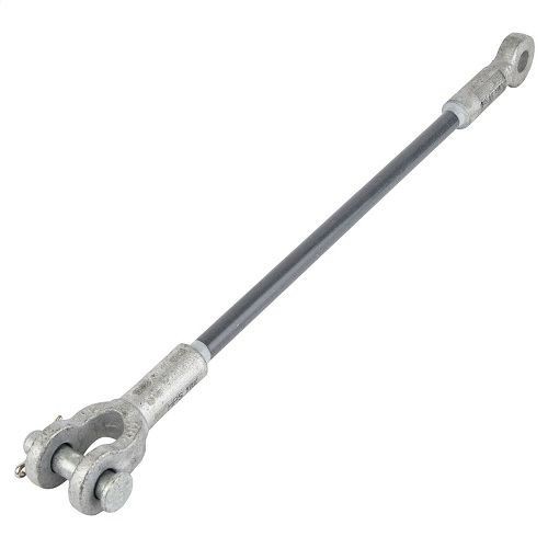 CHANCE® GS16054CE GS Series Guy Strain, 54 in L Rod, Clevis x Eye Fitting, For Use With Guy Wire, Ductile Iron/Fiberglass, Hot Dipped Galvanized