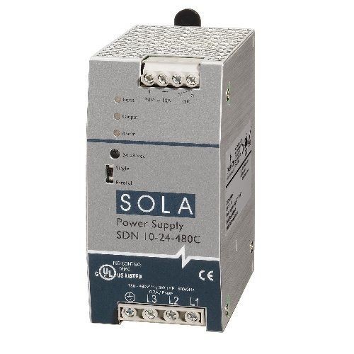 SolaHD SDN20-24-100C SDN-C Compact Power Supply, 115/230 VAC Input, 24 VDC Output, 480 W Power Rating, 6/3 A, DIN Rail Mount