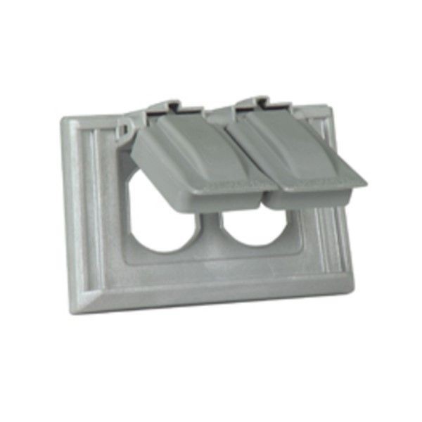 Eaton Wiring Devices S2962W-SP Self-Closing Weatherproof Protective Cover, 3-1/8 in W x 4.816 in D, Duplex Receptacle Cover, Tough Plastic