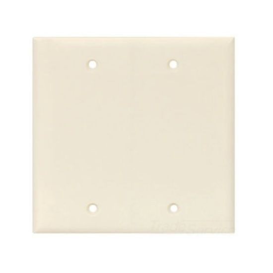 EATON Arrow Hart™ Eaton Wiring Devices 2037LA-BOX 2000 Mid-Sized Blank Wallplate, 2 Gangs, 4.87 in H x 4.94 in W, Thermoset, Light Almond