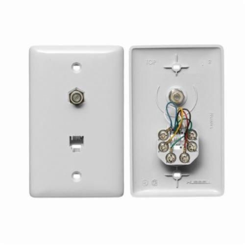 NS748WHUBBELL® netSELECT® NS748W 1-Gang Molded-In Plate, Screw Terminal Connection, Wall Mount, 6 Jack Position