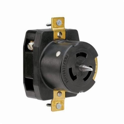 CS8469Pass & Seymour® Turnlok® CS8469 3-Phase Single Locking Receptacle, 480 VAC, 50 A, 2 Poles, 15 Wires, Black