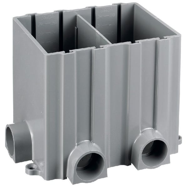 PFBRG2Hubbell, Floor Box, Rectangular, Plastic, 2 Gang, Gray