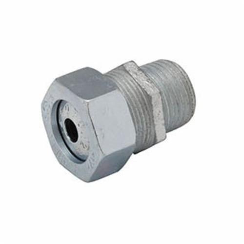 3703-3RACO® 3702-6 Form 2 Strain Relief Straight Cord Connector, 1/2 in Trade, 0.5 to 0.6 in Cable Openings, Steel, Electro-Plated Zinc