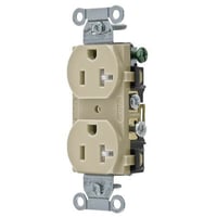Wiring Device-Kellems CR20ITR Duplex Self-Grounding Standard Tamper Resistant Traditional Straight Blade Receptacle, 125 VAC, 20 A, 2 Poles, 3 Wires, Ivory