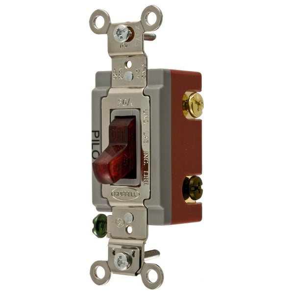 Wiring Device-Kellems HBL1223PL 3-Way Extra Heavy Duty General Purpose Standard Toggle Switch, 120/277 VAC, 20 A, 1/2 hp, 5540 W