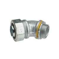 LTB7545Crouse-Hinds Liquidator™ LTB7545 Insulated Liquidtight Conduit Connector, 3/4 in Trade, 45 deg, Malleable Iron, Electro-Plated Zinc