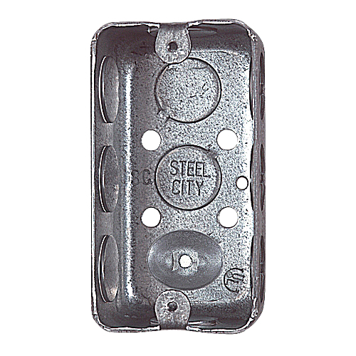 Steel City® 58371-1/2 Utility Handy Box With Knockouts, Steel, 14.5 cu-in, 1 Gang, 6 Knockouts