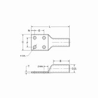 YA4CNBURNDY® HYLUG™ YA4CN YA Series 1-Hole Uninsulated Compression Lug, 4 AWG Stranded Copper Conductor, Die Code: 8/346, 1/2 in Stud, Tin Plated Copper