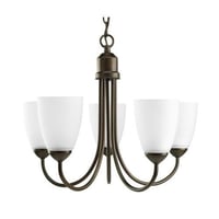 Progress Lighting® P4441-20 Gather Chandelier, (5) A19 Incandescent Lamp, 120 VAC, Antique Bronze/Painted Housing