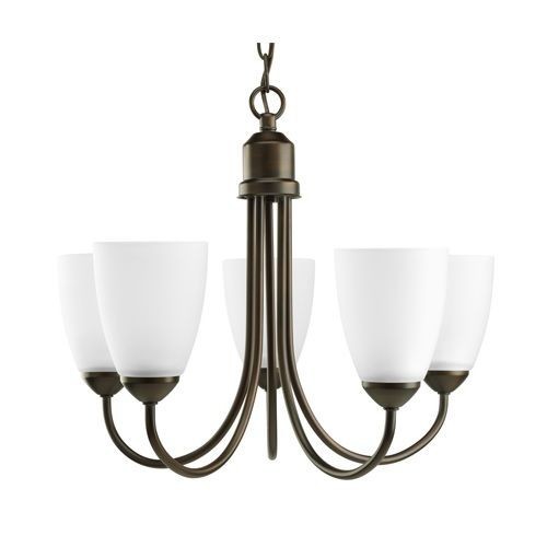 Progress Lighting® P4441-20 Gather Chandelier, (5) A19 Incandescent Lamp, 120 VAC, Antique Bronze/Painted Housing
