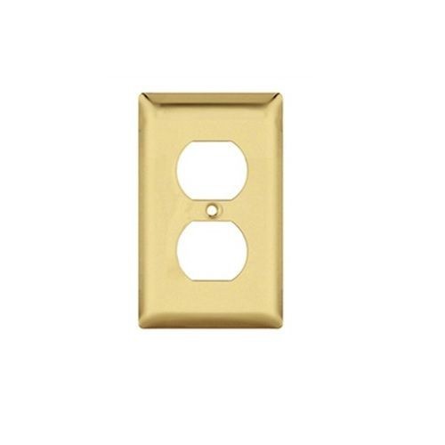64101Mulberry 64101 Standard Receptacle Wallplate, 1 Gang, 4-1/2 in H x 2-3/4 in W, Solid Brass, Brass