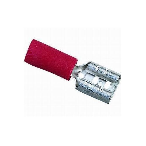 IDEAL® 83-9571 Female Disconnect Terminal, 22 to 18 AWG Conductor, 0.25 x 0.032 in Tab, Shouldered Barrel, Brass, Red