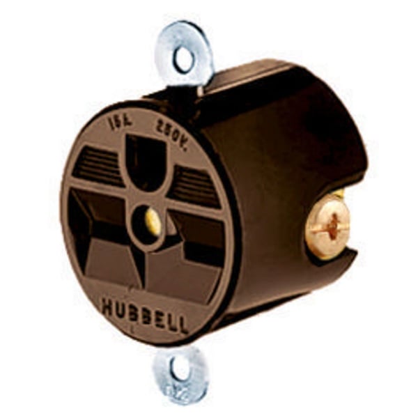 HBL5658Wiring Device-Kellems HBL5658 1-Phase Grounding Panel Mount Standard Sized Panel Mount Straight Blade Receptacle, 250 VAC, 15 A, 2 Poles, 3 Wires, Brown