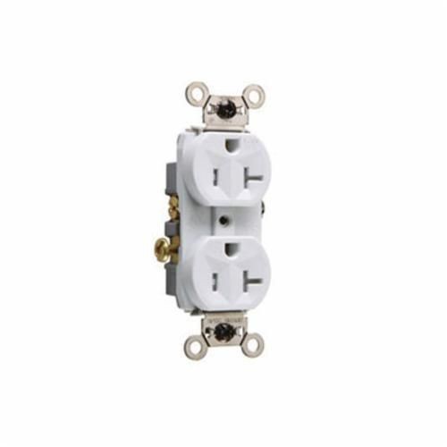 WR20TRWPass & Seymour® WR20TRW Duplex Tamper-Resistant UV-Resistant Weather-Resistant Straight Blade Receptacle, 125 VAC, 20 A, 2 Poles, 3 Wires, White