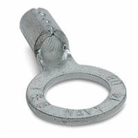 F75Sta-Kon® F4-12 F Series Non-Insulated Ring Terminal, 4 AWG Conductor, 1.52 in L, Brazed Seam/Serrated Barrel, Copper, Metallic