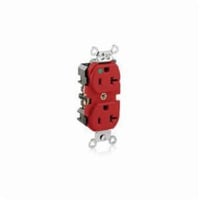 8300-HRLeviton® 8300-HR Heavy Duty Slim Body Straight Blade Duplex Receptacle, 125 VAC, 20 A, 2 Poles, 3 Wires, Red