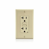 GFNT2-ILeviton® SmartlockPro® Slim® GFNT2-I Feed Through Monochromatic Non-Tamper Resistant Self-Test Standard Duplex GFCI Receptacle With LED Indicator, 125 VAC, 20 A, 2 Poles, 3 Wires, Ivory