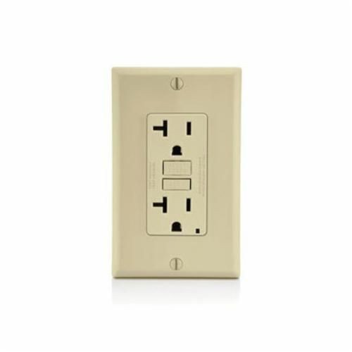 GFNT2-ILeviton® SmartlockPro® Slim® GFNT2-I Feed Through Monochromatic Non-Tamper Resistant Self-Test Standard Duplex GFCI Receptacle With LED Indicator, 125 VAC, 20 A, 2 Poles, 3 Wires, Ivory